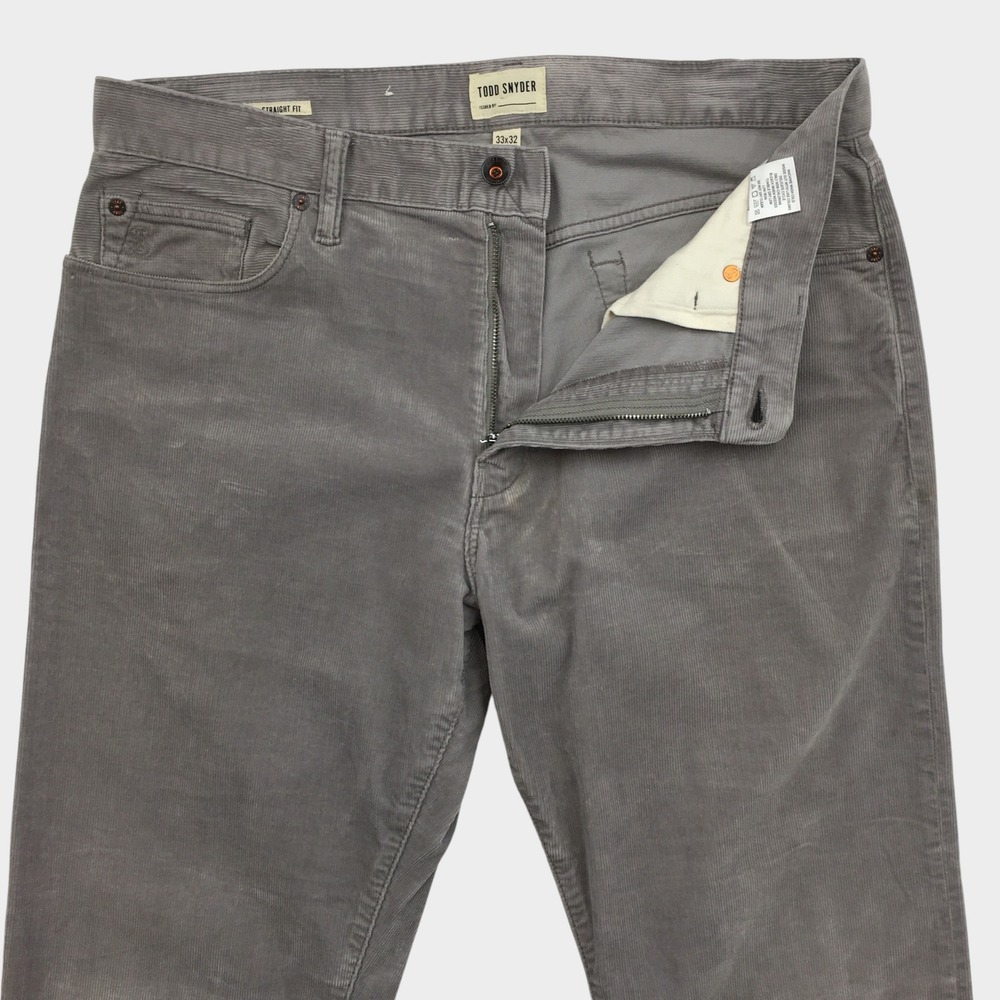 Todd Snyder Mens Grey Straight Fit Corduroy Pants 33x32 Fits 34x27
